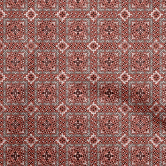 oneOone Polyester Spandex Red Fabric Asian Block Quilting Supplies Print Sewing Fabric By The Yard 56 Inch Wide