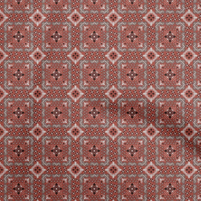 oneOone Georgette Viscose Red Fabric Asian Block Sewing Craft Projects Fabric Prints By Yard 42 Inch Wide