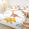 thumbnail image 4 of Homewish Cute Dinosaur Bed Sheets,Cartoon Animal Full Size Sheets,White,4 Pieces,1 Flat Sheet, 1 Fitted Sheet and 2 Pillowcases, 4 of 6