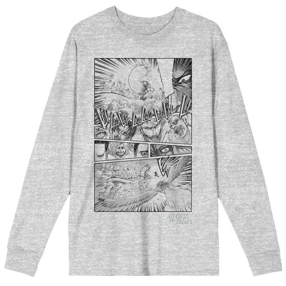 Attack On Titan Art Drawing 9 Titans War with Raven Adult Heather Gray Long Sleeve Tee-Small