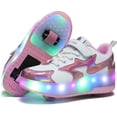 thumbnail image 3 of QOEUCME Zapatos con luz LED para principiantes con ruedas, patines para niños, patines brillantes, zapatos de skate, zapatos luminosos al aire libre para fiesta, cumpleaños, Navidad, el mejor regalo, 3 of 4