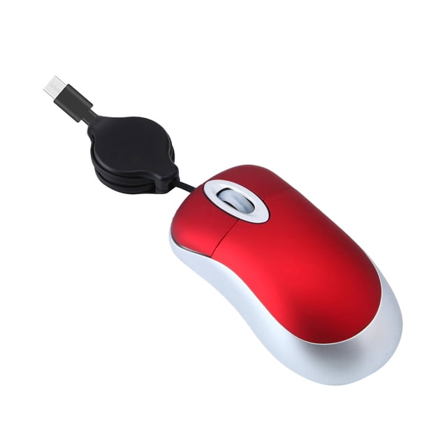 WINDLAND Corded Mouse USB C Retractable Cable Small Mouse 1000DPI Optical Basic Mouse Travel Mouse USB C Mouse Corded-red-