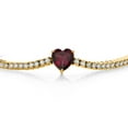 thumbnail image 2 of Gem Stone King 18K Yellow Gold Plated Silver Red Rhodolite Garnet and White Moissanite Tennis Bracelet for Women (4.93 Cttw, Gemstone Birthstone, Heart Shape 8MM, 7.25 inch), 2 of 6