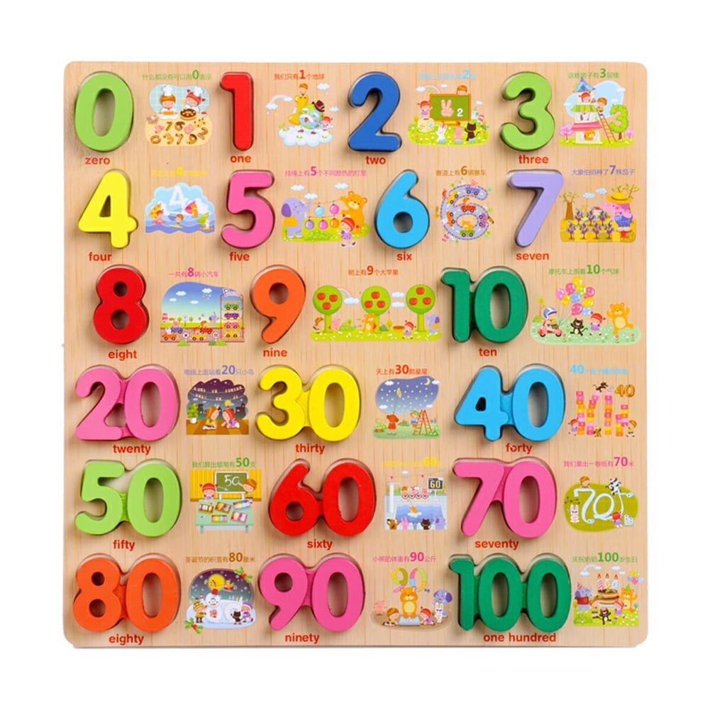 Colorful Wooden 3D Alphabet Math Number Puzzles Board Educational Toy For Kids 