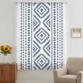 thumbnail image 3 of Navy Blue Boho Sheer Curtains 45 Inches Long, Vintage Southwestern Geometric Stripes Light Filering Curtains, Breathable Simi Curtain Privacy Drapes for Kitchen Bathroom Small Window Treatment, 3 of 9