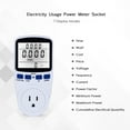 thumbnail image 2 of Pantalla LCD Uso de electricidad Medidor de energía Socket de energía Vatio voltio Amperios Vataje K Tomshoo  Enchufe, 2 of 7