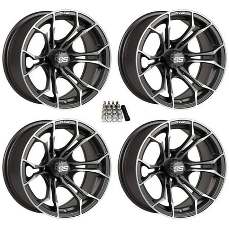 GTW Spyder 14" Golf Cart Wheels/Rims Gray Yamaha