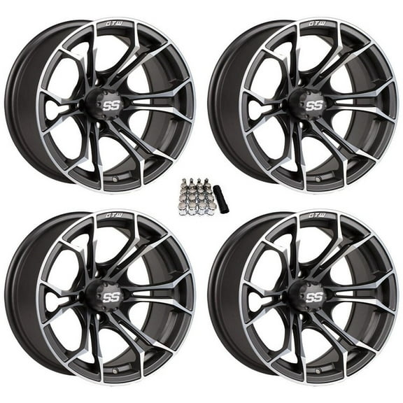 GTW Spyder 12" Golf Cart Wheels/Rims Gray Yamaha