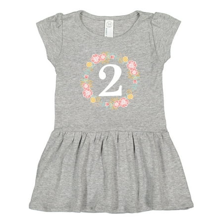 

Inktastic 2nd Birthday Rose Wreath 2 Year Old Girl Gift Toddler Girl Dress