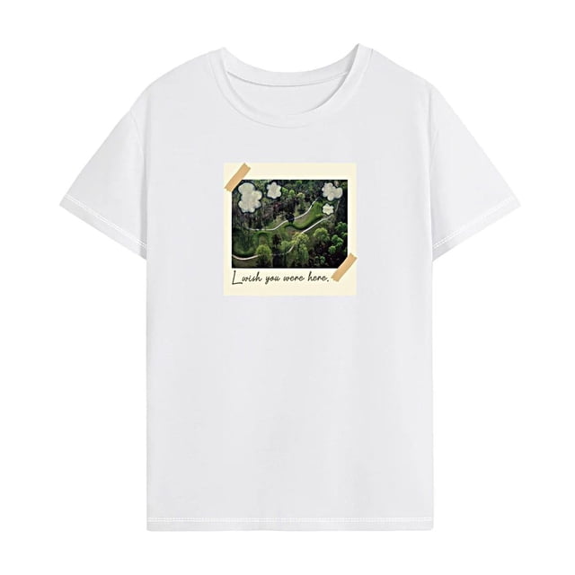 Camiseta para mujer de verano simple y ligera con cuello redondo para el trabajo, camping, compras