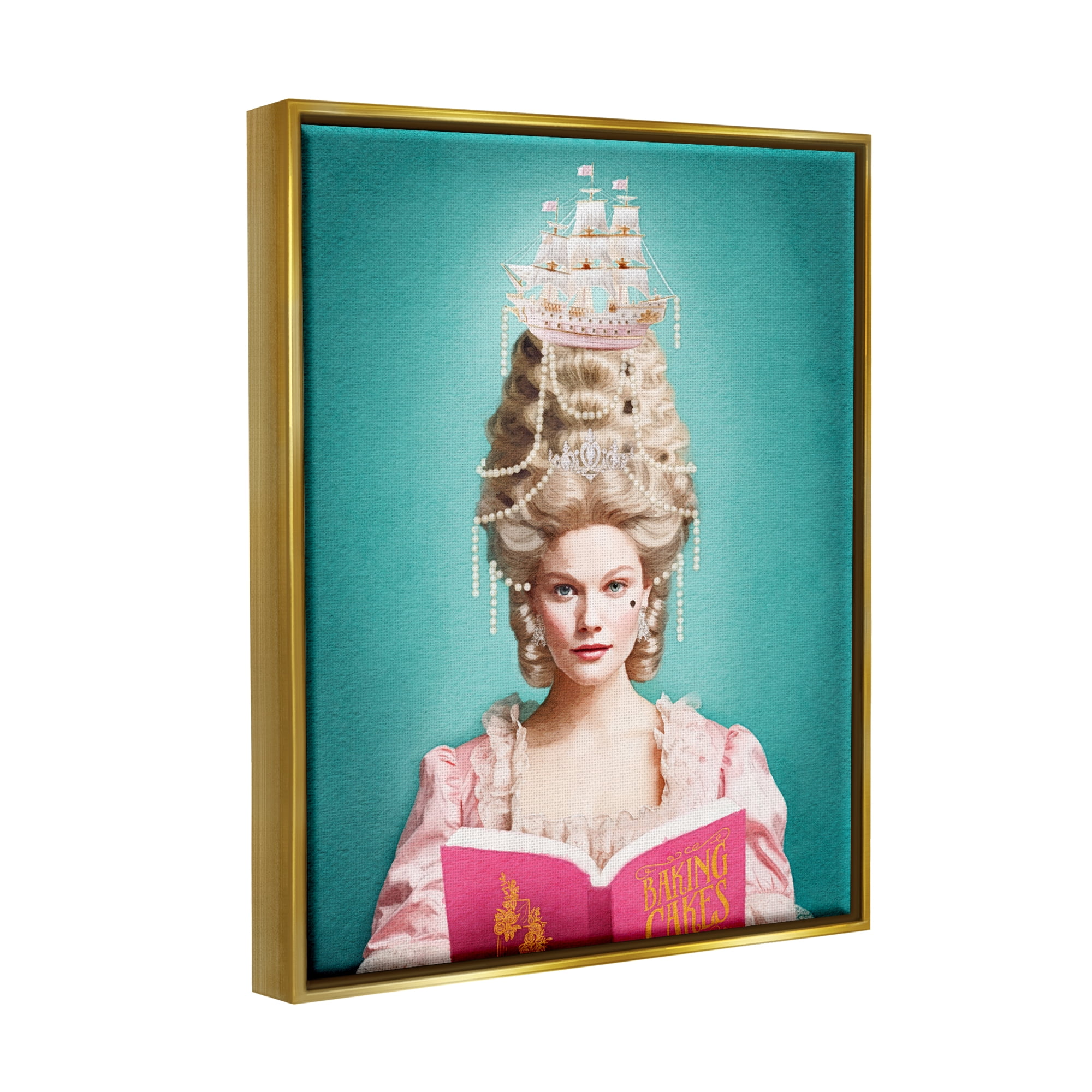Stupell Industries Vintage Woman Reading Literature & Flim Painting Gold Floater Framed Canvas Art Print Wall Art, 25 x 31