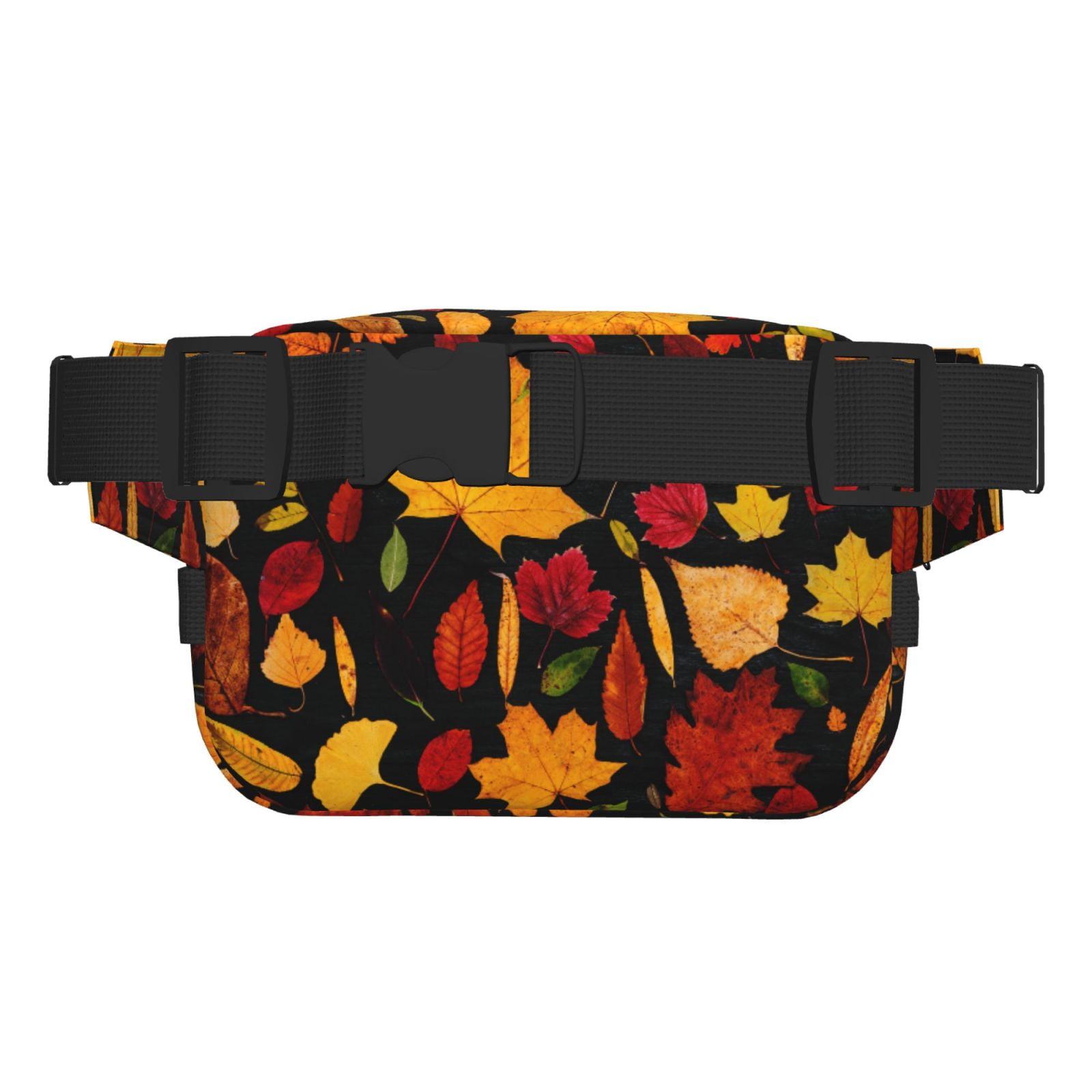 Picia Autumn Maple Leaves A Print Square Double-Layer Waist Bag Mini Adjustable Waist Belt Bag Exercise Running Travel Hiking