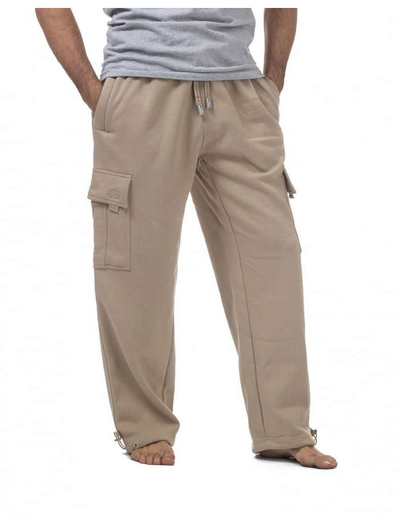 Pro Club Mens Heavyweight Cargo Sweatpants, Khaki, 4XL