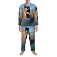 thumbnail image 3 of Honeii Two Brave Cats Are Floating On The Sea Iceberg Pattern Mens Pajamas Set,2pcs Men's Lounge Long Sleeve Sleep Shirt and Pajama Bottoms Sleepwear Set,Mens Pjs Sets-XX-Large, 3 of 7
