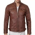 thumbnail image 5 of zfhfof Men's Stand Collar Leather Jacket Motorcycle Lightweight Faux Leather Outwear Slim Fit Full Zip Jackets, 5 of 5