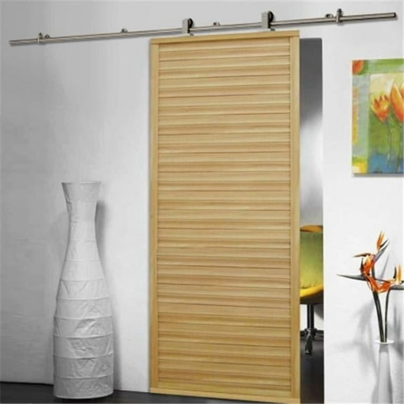 6.6 ft. Sliding Barn Wood Door Hardware Modern Stainless Steel Closet Track Set, Silver