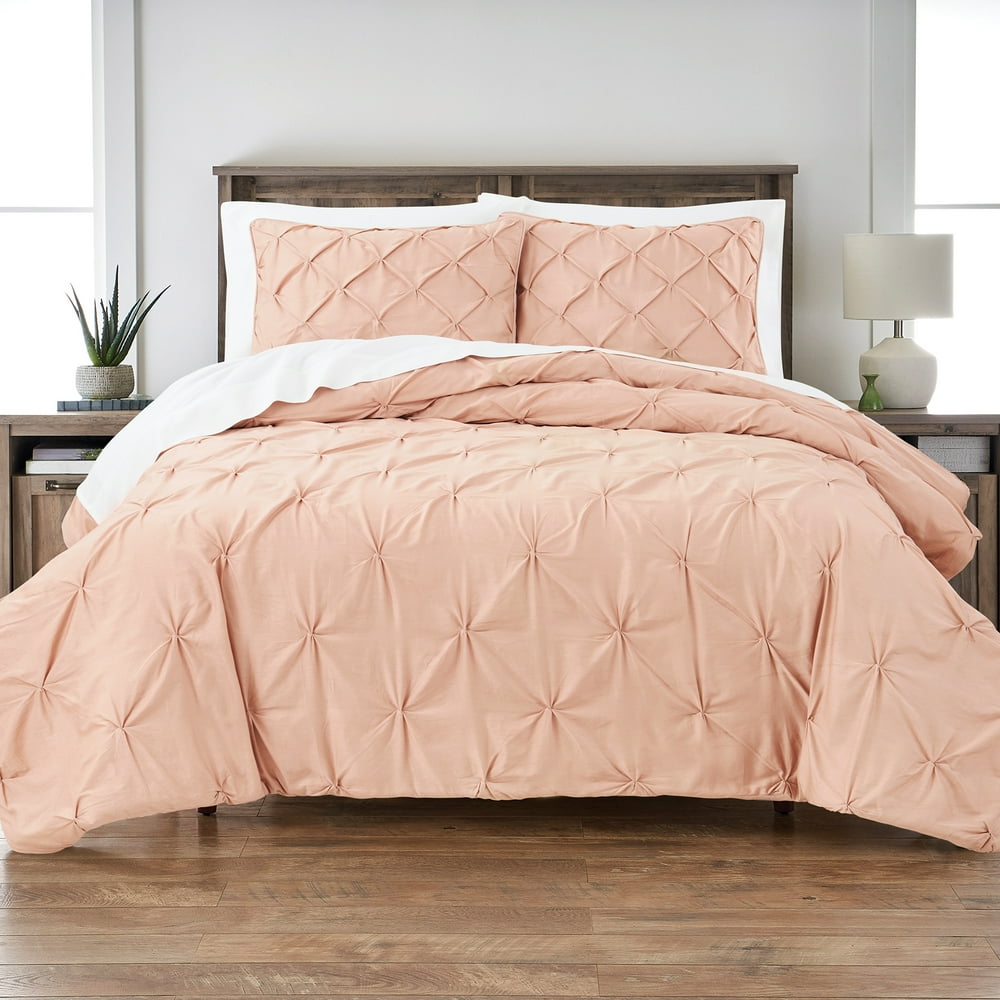 Better Homes & Gardens Blush Cotton Pintuck 3-Piece Comforter Set, Full