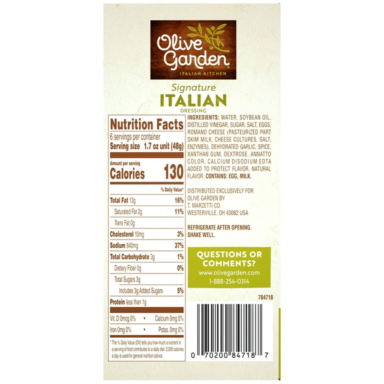 Olive Garden Signature Italian Dressing Single Serve 6 pack - 1.7 oz each