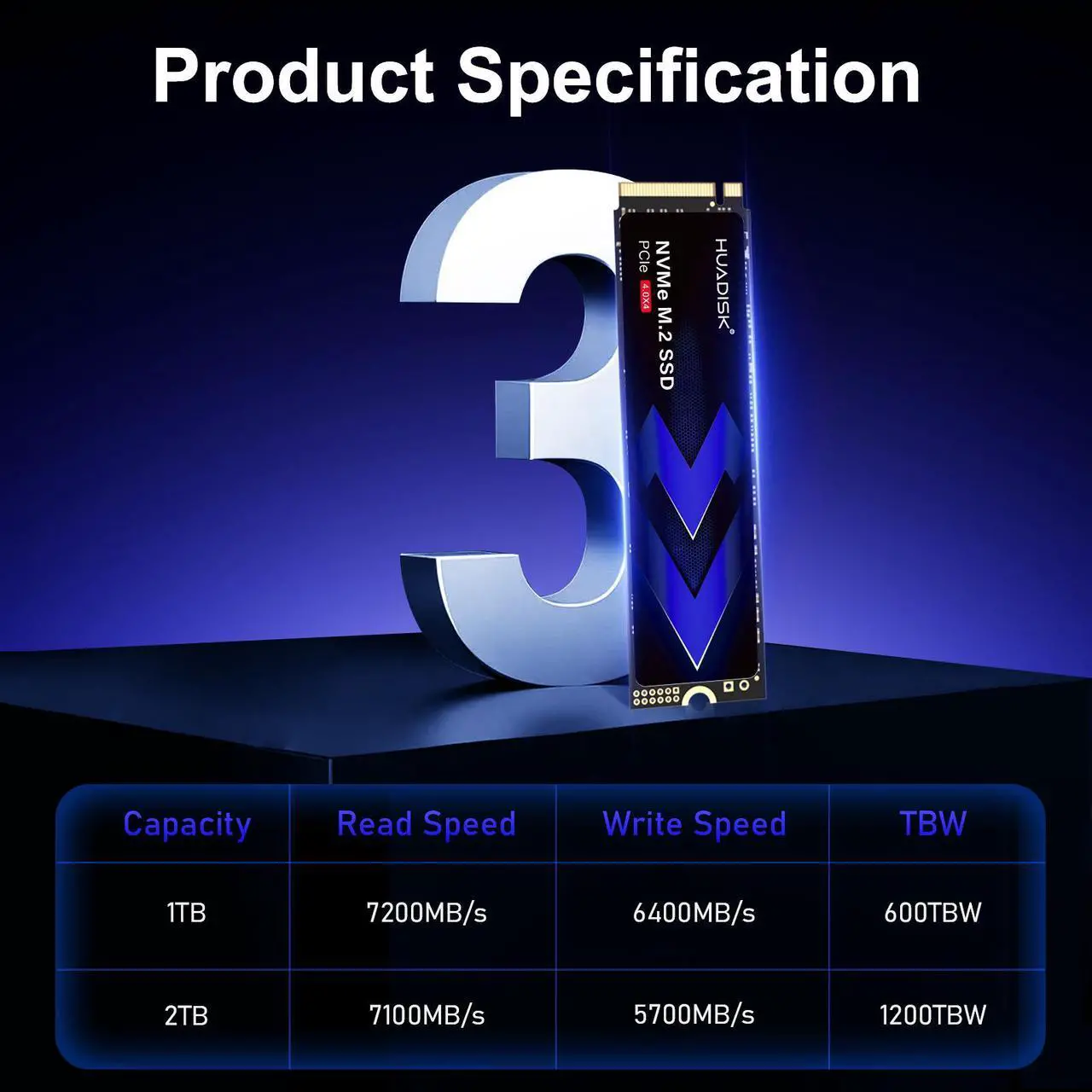 【2TB / M.2 NVMe SSD】HUADISK 2TB SSD HUADISK 2TB M.2 NVMe SSD Gen4 PCIe, M.2 2280 SSD, PCIe Gen4 x 4