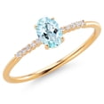 thumbnail image 3 of Gem Stone King 10K Yellow Gold Oval Sky Blue Topaz and White Lab Grown Diamond Engagement Ring for Women (0.55 Cttw, Oval 6X4MM, Gemstone November Birthstone, Available in Size 5, 6, 7, 8, 9), 3 of 6