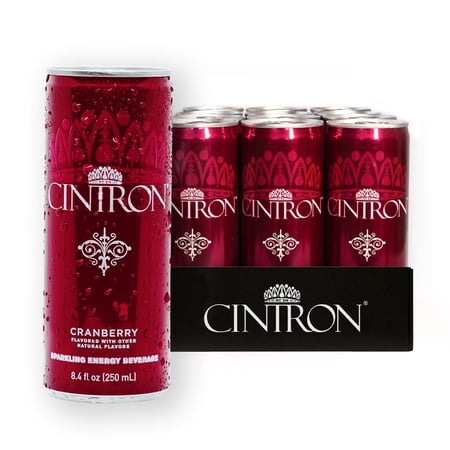 Cintron Sparkling Cranberry Caffeinated Energy Drink 12PK- Healthy Alternative W/ Less Calories