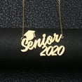 thumbnail image 2 of Custom Name Necklace Stainless Steel Cut English Letter Necklace Hat Year Design Customize Fashion Name Necklace Graduation Gift, 2 of 5