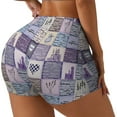 thumbnail image 2 of Sigee Lavender Flowers Print Women's High Waist Workout Shorts - Squat Proof, Tummy Control, Yoga and Gym Activewear-Large, 2 of 9