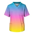 thumbnail image 3 of Domuza Scrub Shirts for Men Tie-Dye Gradient V Neck Short Sleeve Caregiver Uniform Big and Tall Soft Comfy Medical Scrub Tops with 3 Pockets Multicolor S, 3 of 4