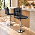 thumbnail image 5 of Bar Stools Set of 2, Counter Height Adjustable Swivel Barstools with Back, Modern PU Leather Tufted Square Bar Stools for Kitchen Island, Pub & Dining Room, 5 of 6