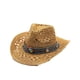 thumbnail image 5 of Sombrero de paja de vaquero Minnieouse tejido de ala ancha Caqui 2piezas, 5 of 6