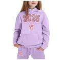 thumbnail image 2 of Huowey Children's Middle and Older Children's Long Sleeved 2025 New Year's Print Hooded Top Sweater Pants Set, 2 of 3