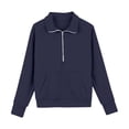 thumbnail image 4 of Scyoekwg Girls Clothes 2 Piece Outfits Solid Color Comfy Long Sleeve Zipper Pullover Sweatshirt Drawstring Sweatpants Tracksuit Outfits, Navy, 11-12 Years, 4 of 6