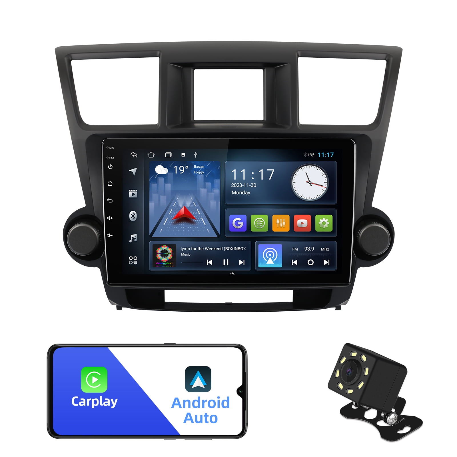 2+32G Android Car Stereo for Toyota Highlander 2009-2014 with 10.1-Inch Touchscreen Radio Built-in Wireless Carplay/Android Auto