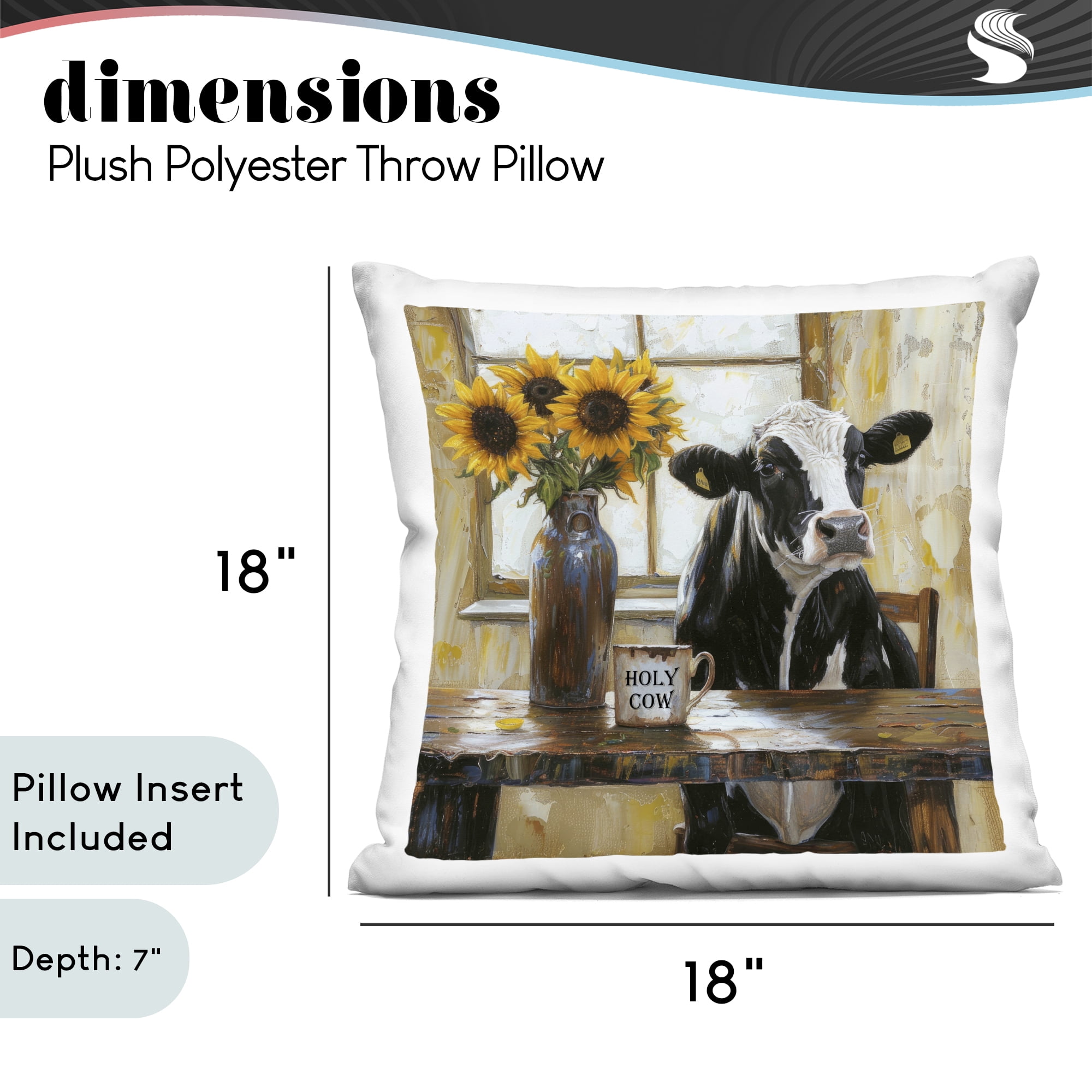 Stupell Industries Holy Cow Rustic Farm Table Decorative Printed Throw Pillow, design by Tina LeCour