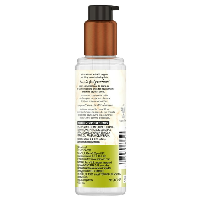 Hair Food Smoothing Hair Oil with Avocado Paraben Free 3.2 fl oz