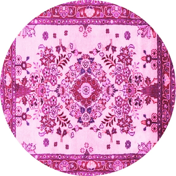 Ahgly Company Indoor Round Medallion Pink Traditional Area Rugs, 8' Round