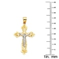 thumbnail image 2 of Precious Stars 14K Two-Tone Gold Decorative Crucifix Cross Unisex Pendant with 18" Chain Necklace, 2 of 6