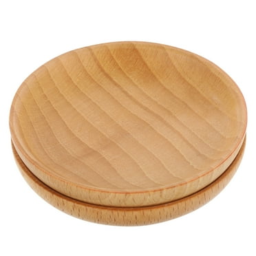 2pcs Decorative Round Wooden Plates Food Storage Plates Home Dipping Sauce Plates