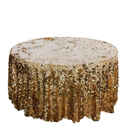 

Efavormart 120 Big Payette Sparkly SEQUIN Round Tablecloth For Wedding Banquet Party - Gold - Premium Collection