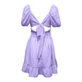 thumbnail image 6 of Women's Square Neck Tie Back Casual Dress Puff Sleeve A Line Mini Summer Flowy Comfortable Stylish Feminine Outfit, 6 of 7