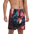 thumbnail image 2 of Vsdgher Short de Pyjama pour Hommes Imprimé Tête de Loup Rouge, Bas de Pyjama Léger avec Poches-TTG, 2 of 6