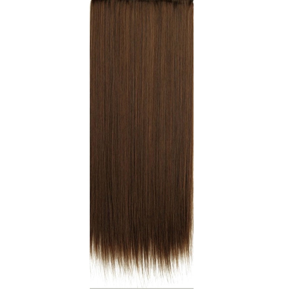 High Quality Human Hair Silk 60cm Straight Hair Extension with 5 Clips Hair  Weave for Fashion Light Brown Light brown 