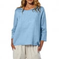 thumbnail image 2 of ManxiVoo Blouse à Coupe Décontractée pour Femmes à Manches 3 4 Col Rond Haut Léger Imprimé pour Tous les Jours Taille g Bleu Ciel, 2 of 7