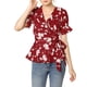 thumbnail image 2 of INSPIRAR CHIC Blusas de Mujer con Flores, Cuello en V, Mangas Cortas, Dobladillo Redondeado, Volantes, Peplum, 3XL, Rojo, 2 of 7