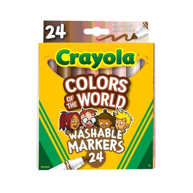 Crayola Colors of The World Markers 24 Count, Marcadores de tono de piel lavables, 24 Crayola 587802