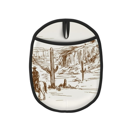 

Qekee Western Desert Cowboys Pattern Silicone Pot Holders Oven Mitts Heat Resistant Hot Pads Non Slip Pot Holder Towel Cloth Interior Lining
