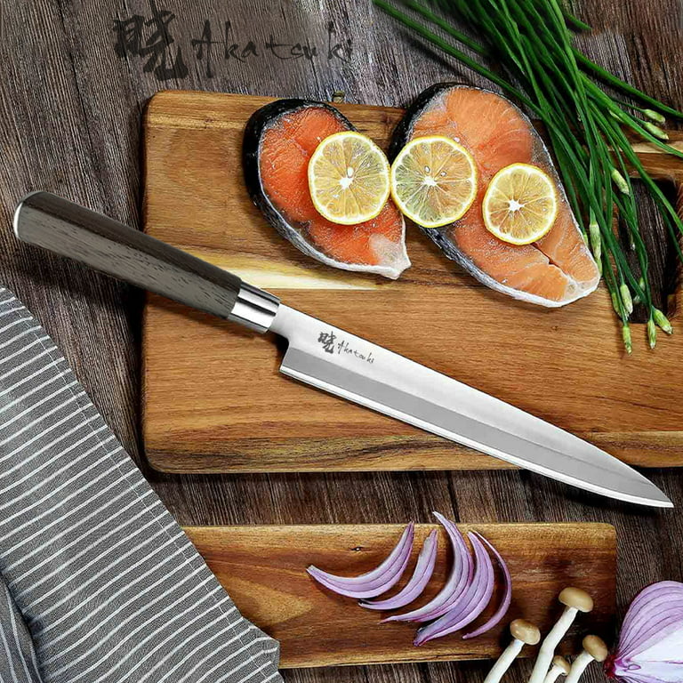 Sushi Knife Japanese Sashimi Knife 9.5 Inch, Japanese Yanagiba Knife  Superior Steel Single Bevel Slicing Knife with Ergonomic Handle, Ultra  Sharp Boning Knives Carving Knife with Box 
