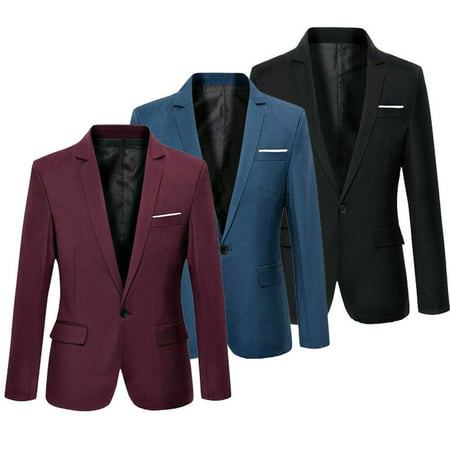 NEW Fashion Men's Casual Slim Fit Formal One Button Suit Blazer Coat Jacket Tops S-4XL Plus (Best Slim Fit Suits For Men)