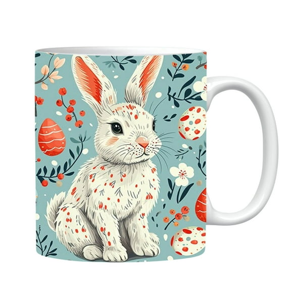 Eoozwa Easter Bunny Coffee Mugs Rabbit Cup Gift Farmhouse Bunny Ceramics Mug for Coffee Tea Drinks Party Supplies