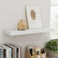 thumbnail image 4 of 24 Inch Floating Shelves Set of 2, Modern White Solid Wood Wall Shelves for Bedroom, Bathroom, Living Room, Kitchen Decoration Storage, 4 of 15